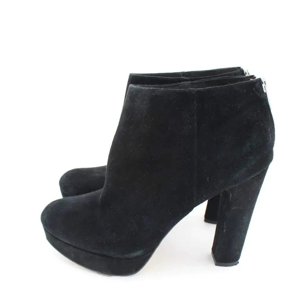 Michael Kors Boots Suede Womens 9.5 Black Bootie Zip Classic Heels Festival Boho